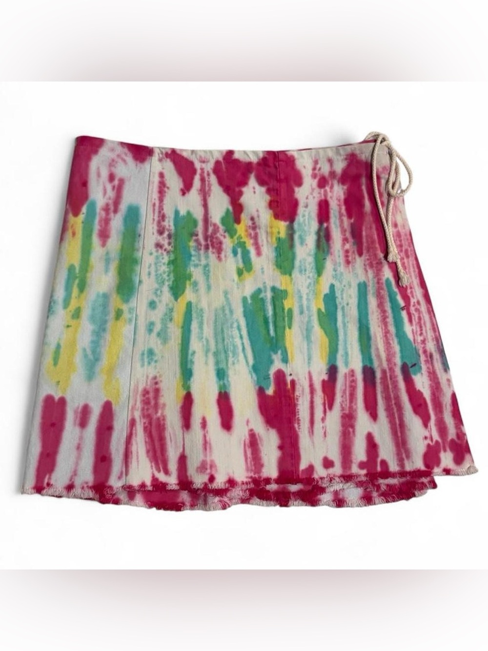 Riley tie dye mini denim wrap skirt M/L